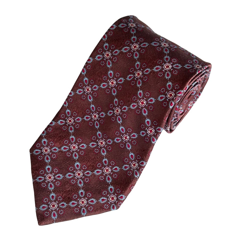 Jos A Bank Signature Collection Geometric 100% Silk Tie - Brown, Red, Blue